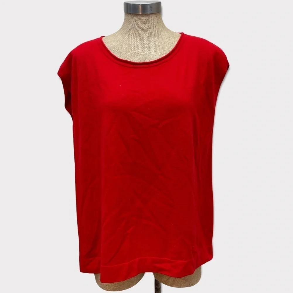 AKRIS Punto Wool Red Cap Sleeve Top‎ 14